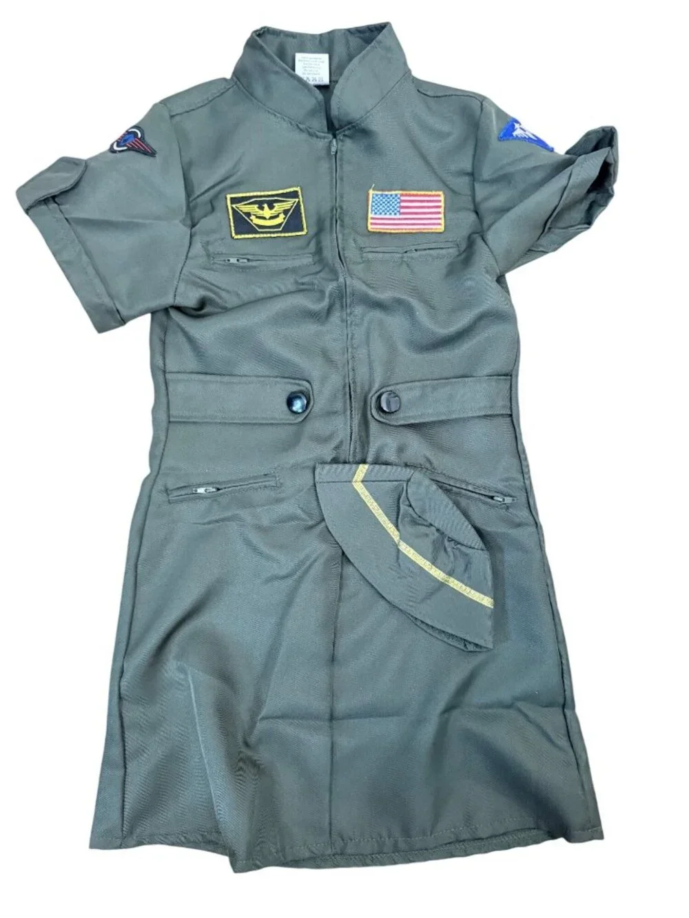 Dress Up America Fighter Pilot Costume Dress & Hat Medium NEW